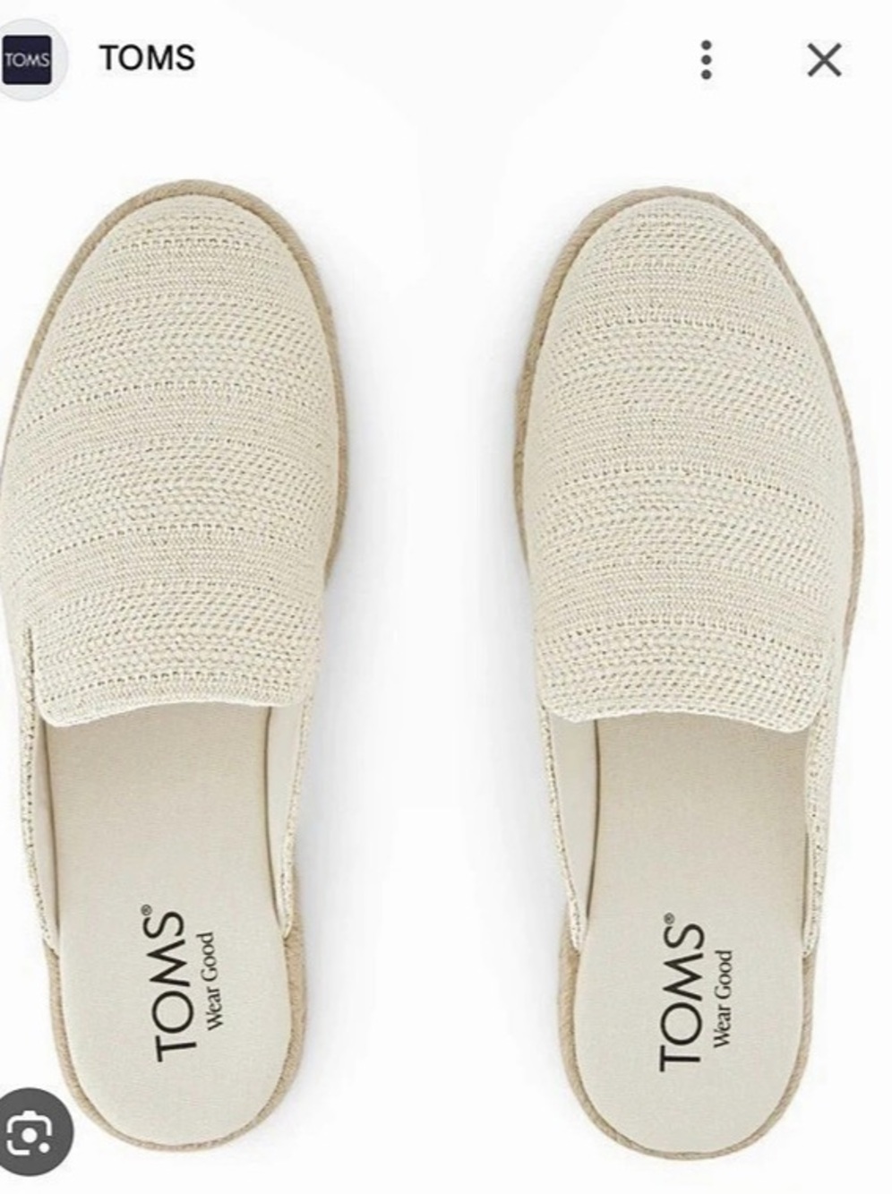 TOMS Women's Santiago Mule Cream linen slip one